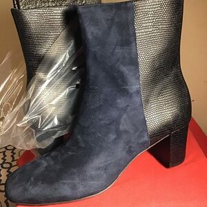 🦋DONALD PLINER, blue suede/balck/blue snakeskin pattern, no box, size 10M❤️